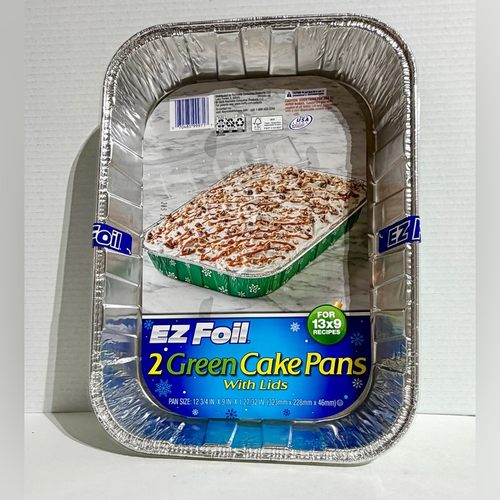 Reynolds EZ Foil Green Cake Pan Lid 13x9x2” 2 Pk Snowflake Holiday Limited NEW